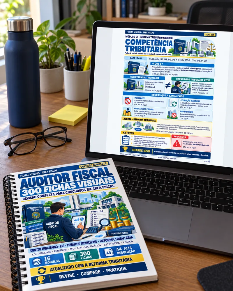 Notebook com a Ficha 001 na tela e a capa da coleção encadernada ao lado