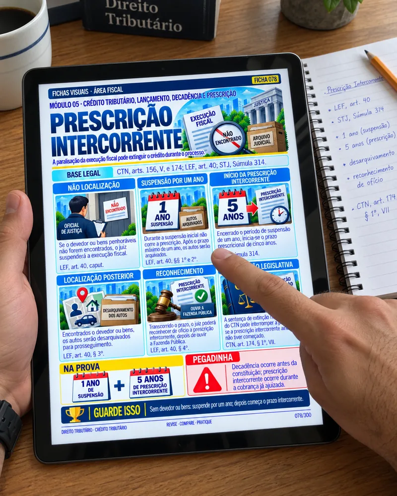 Tablet mostrando a Ficha 078, com caderno de anotações ao lado