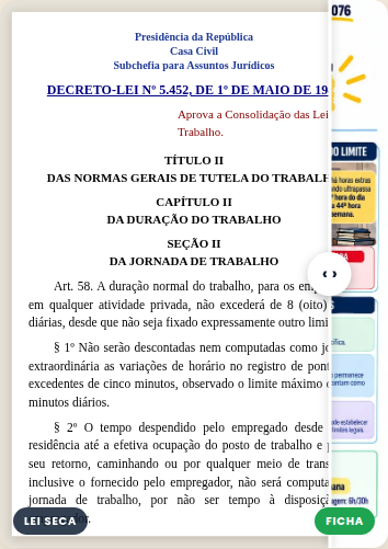 Texto da CLT, arts. 58, 58-A e 59