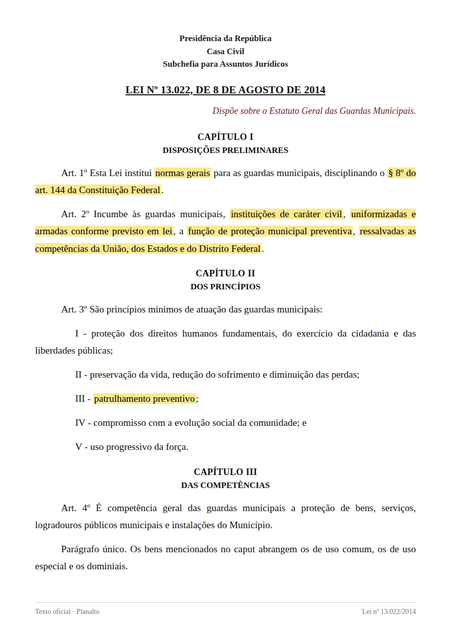 Lei nº 13.022/2014, arts. 1º a 4º, texto oficial